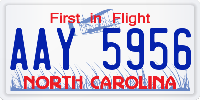 NC license plate AAY5956