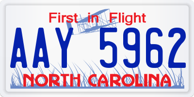 NC license plate AAY5962