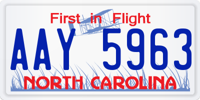 NC license plate AAY5963
