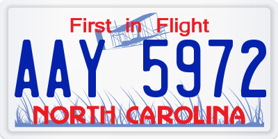 NC license plate AAY5972