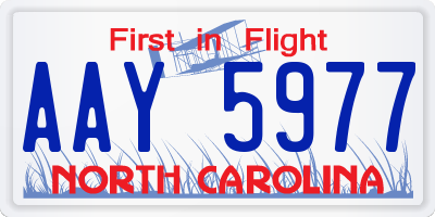 NC license plate AAY5977