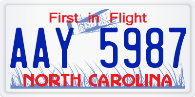 NC license plate AAY5987