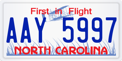 NC license plate AAY5997