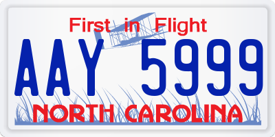 NC license plate AAY5999