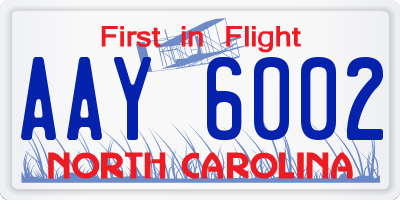 NC license plate AAY6002