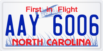 NC license plate AAY6006