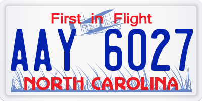 NC license plate AAY6027