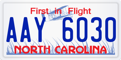 NC license plate AAY6030