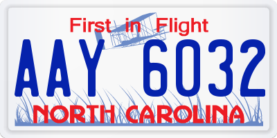 NC license plate AAY6032