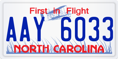 NC license plate AAY6033