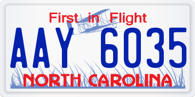 NC license plate AAY6035