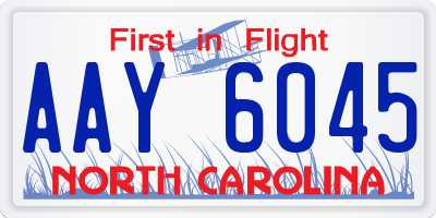 NC license plate AAY6045