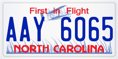 NC license plate AAY6065