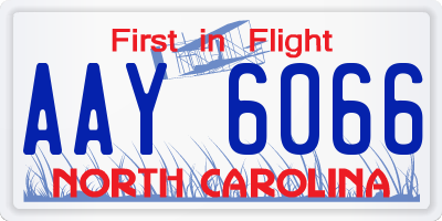 NC license plate AAY6066
