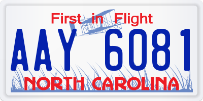 NC license plate AAY6081
