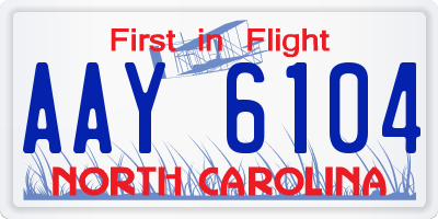 NC license plate AAY6104