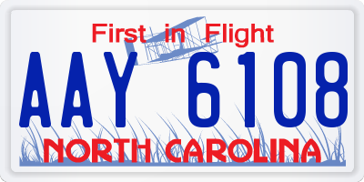 NC license plate AAY6108
