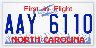 NC license plate AAY6110