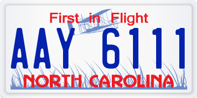 NC license plate AAY6111