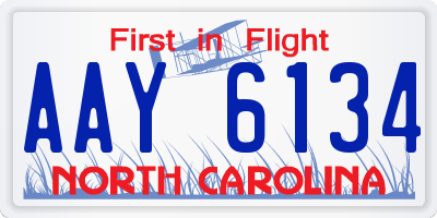 NC license plate AAY6134
