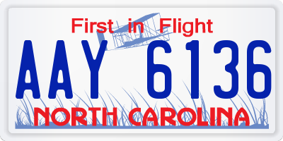 NC license plate AAY6136
