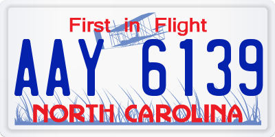NC license plate AAY6139