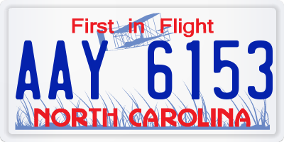 NC license plate AAY6153