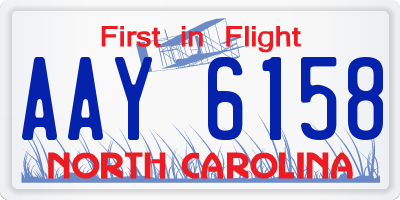 NC license plate AAY6158