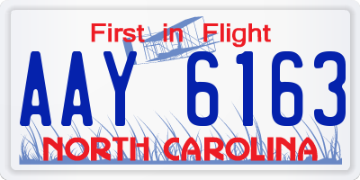 NC license plate AAY6163