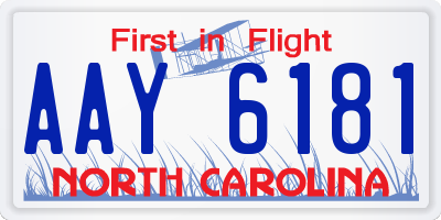 NC license plate AAY6181
