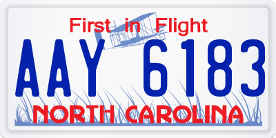 NC license plate AAY6183