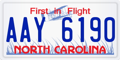 NC license plate AAY6190
