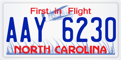 NC license plate AAY6230