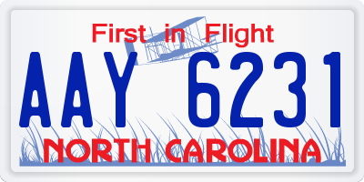 NC license plate AAY6231