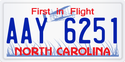 NC license plate AAY6251