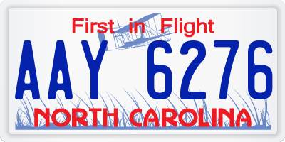 NC license plate AAY6276