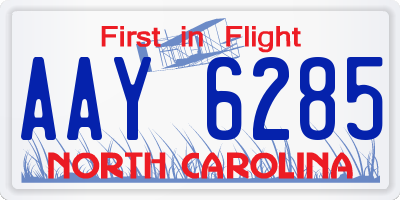 NC license plate AAY6285