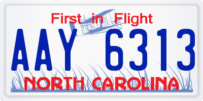 NC license plate AAY6313