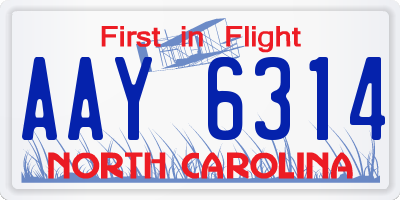 NC license plate AAY6314