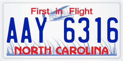 NC license plate AAY6316