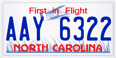 NC license plate AAY6322