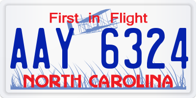 NC license plate AAY6324