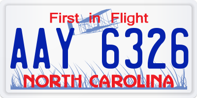 NC license plate AAY6326