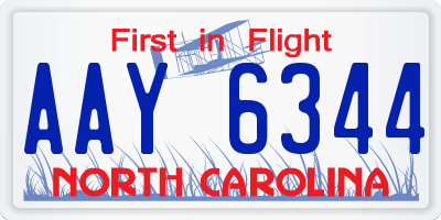 NC license plate AAY6344