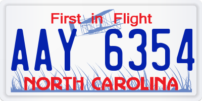 NC license plate AAY6354