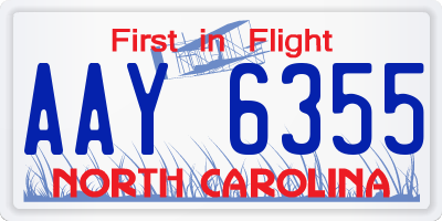 NC license plate AAY6355