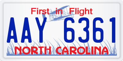 NC license plate AAY6361