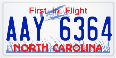NC license plate AAY6364