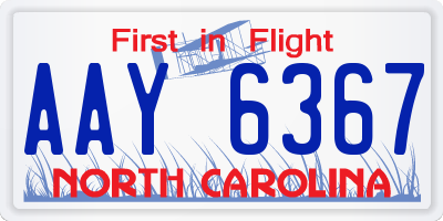 NC license plate AAY6367