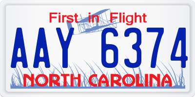 NC license plate AAY6374